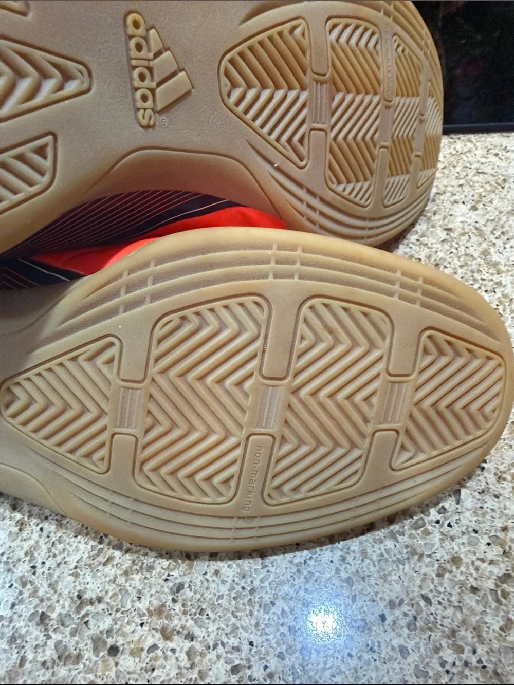 adidas Bright Orange Indoor Athletic Shoes with White Stripes